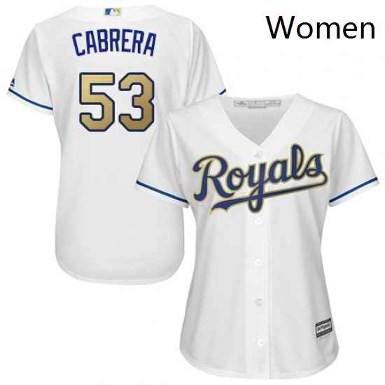 Womens Majestic Kansas City Royals 53 Melky Cabrera Authentic White Home Cool Base MLB Jersey